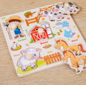 Puzzle drewniane mix 15x15cm pojazdy,dinozaury ,warzywa