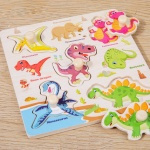 Puzzle drewniane mix 15x15cm pojazdy,dinozaury ,warzywa