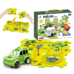 RailCar puzzle interaktywne wzór dinozaury